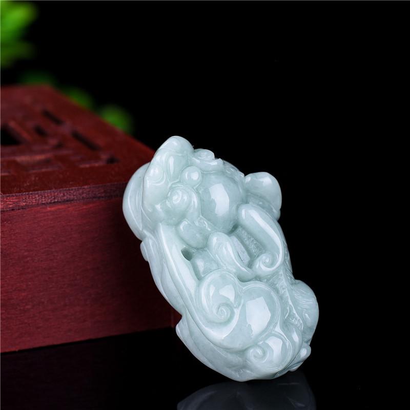 Natural Burma Grand A White Jade Pixiu Lucky Pendant - FengshuiGallary