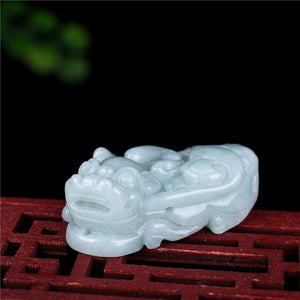 Natural Burma Grand A White Jade Pixiu Lucky Pendant - FengshuiGallary