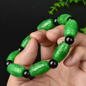 Natural Burmese Green Jade Wealth Beads Bracelet - FengshuiGallary