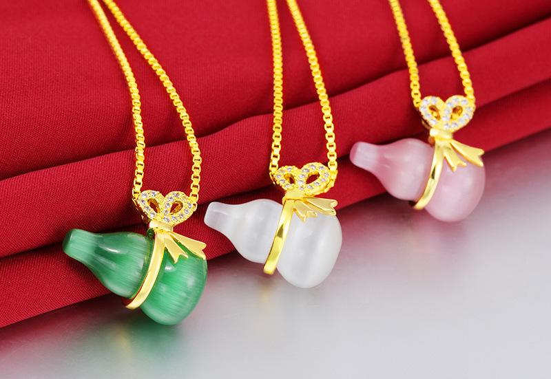 Natural Cat Eye Feng Shui Calabash Lucky Pendant Necklace - FengshuiGallary