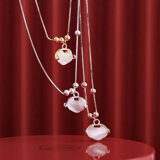 Natural Cat`s Eye Stone Lucky Necklace - FengshuiGallary