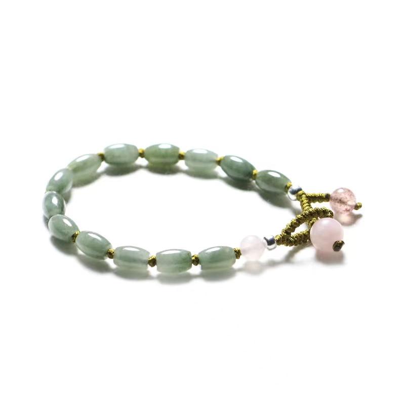 Natural Emerald Strawberry Crystal Knot Lucky Bracelet - FengshuiGallary
