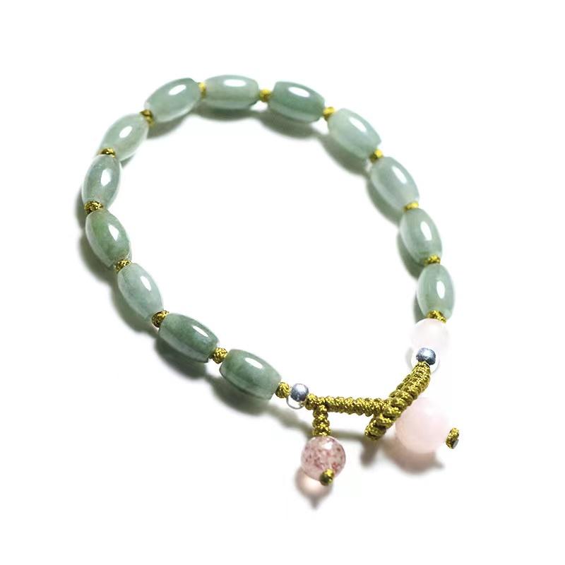 Natural Emerald Strawberry Crystal Knot Lucky Bracelet - FengshuiGallary