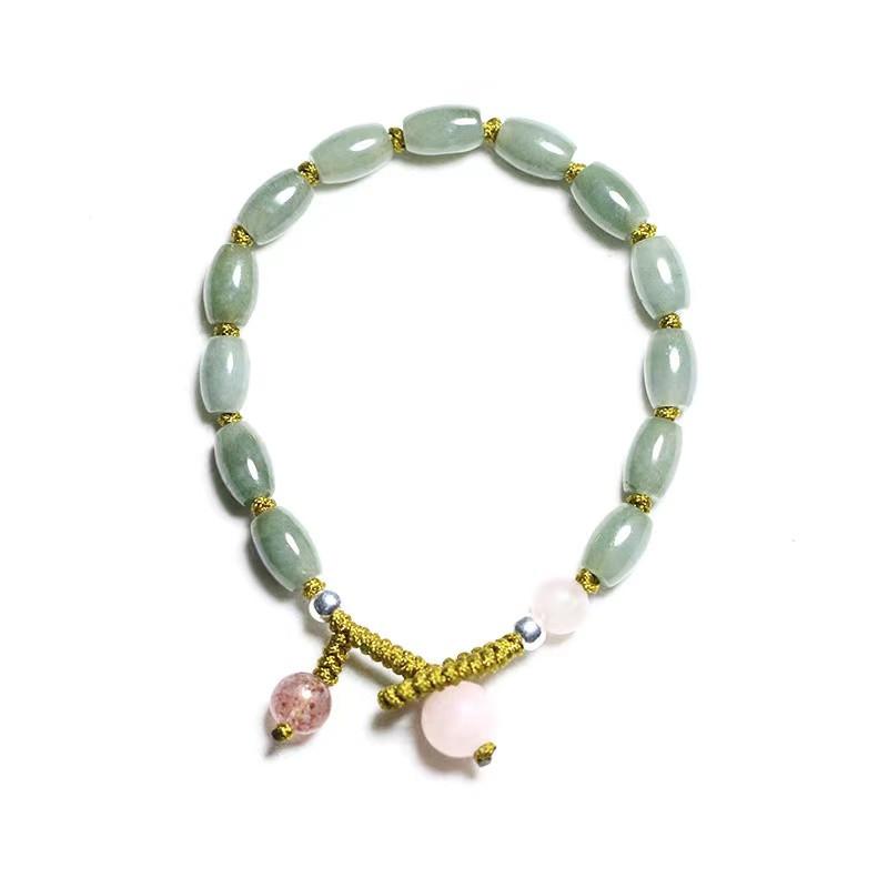 Natural Emerald Strawberry Crystal Knot Lucky Bracelet - FengshuiGallary