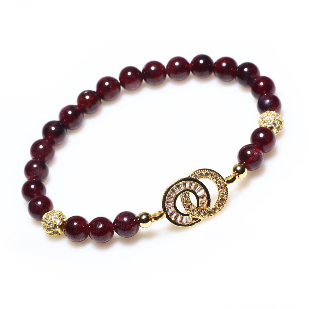Natural Garnet Stone Gold Bead Healing Bracelet - FengshuiGallary