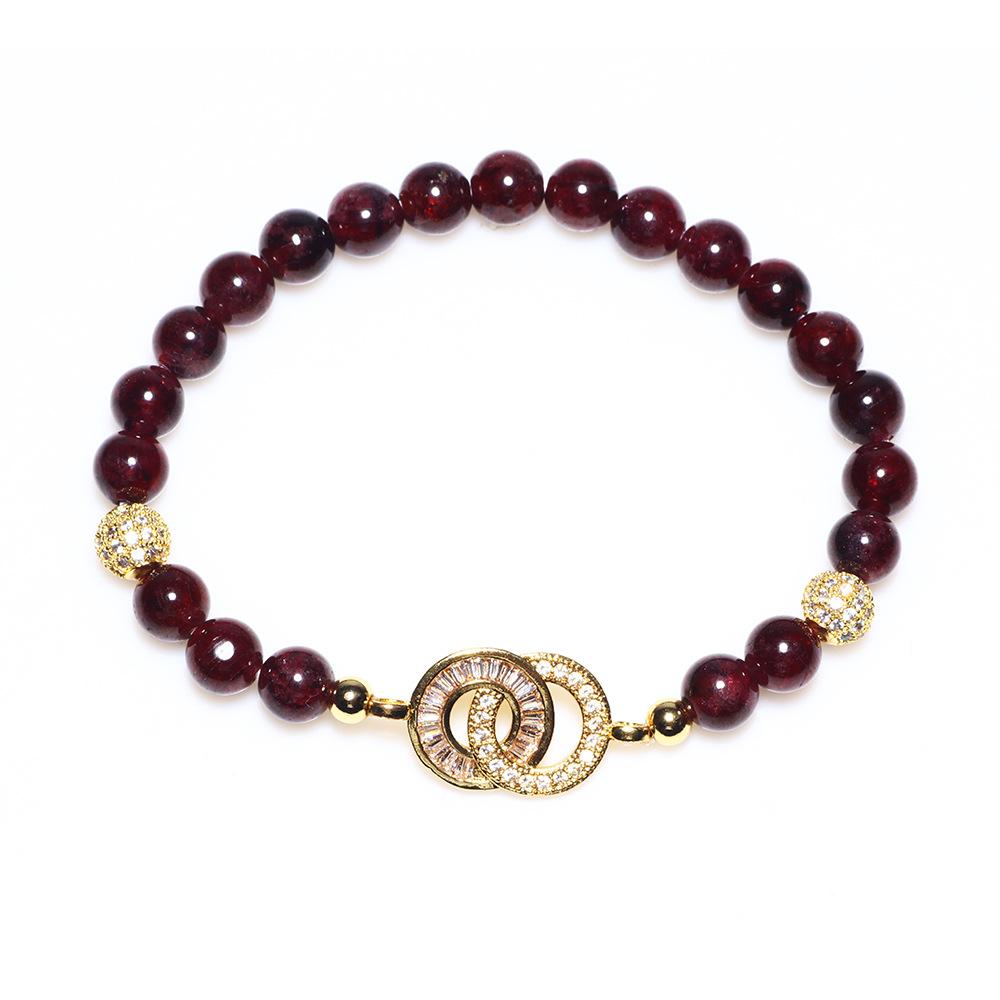 Natural Garnet Stone Gold Bead Healing Bracelet - FengshuiGallary