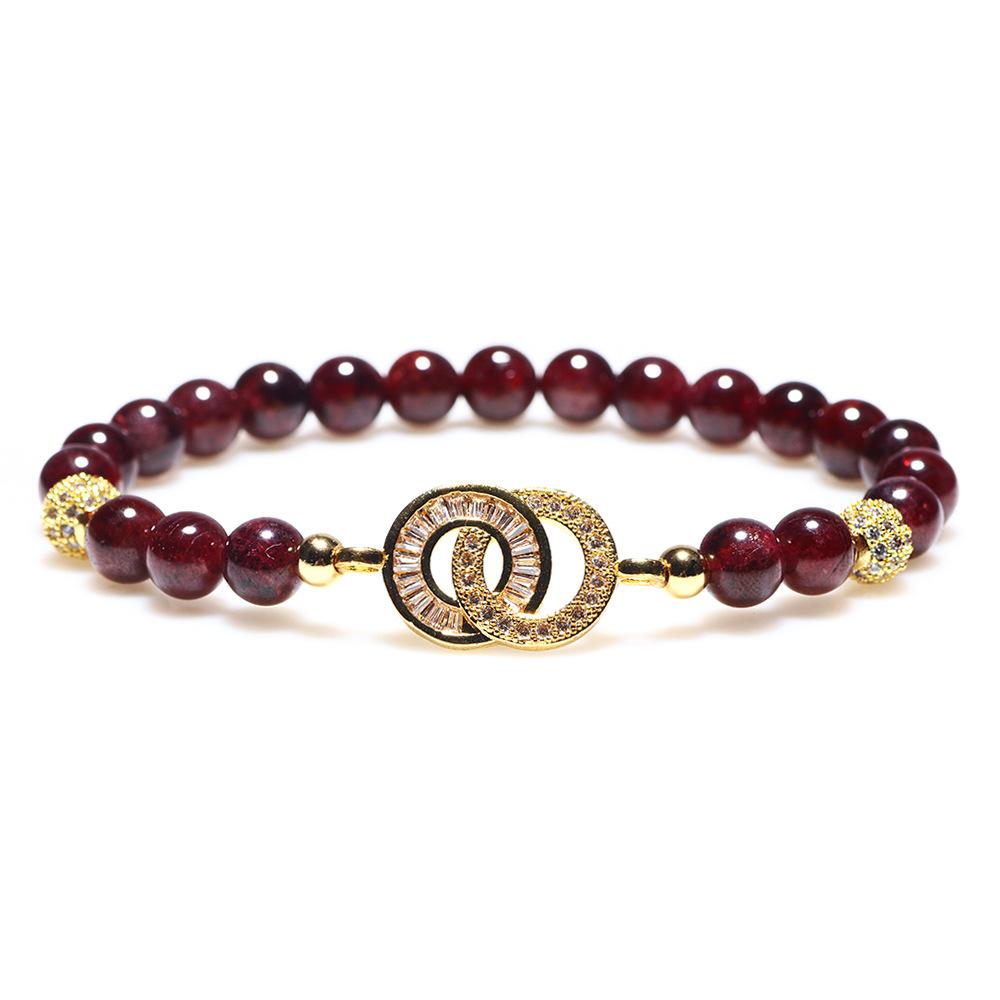 Natural Garnet Stone Gold Bead Healing Bracelet - FengshuiGallary