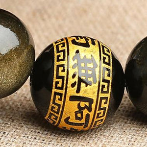 Natural Gold Obsidian Buddha Beads Protection Bracelet - FengshuiGallary