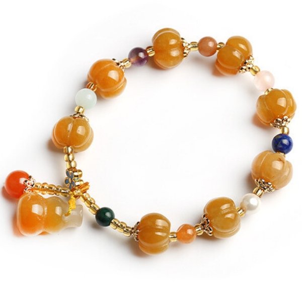 Natural Golden Silk Jade Calabash Healing Bracelet - FengshuiGallary