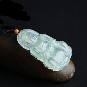 Natural Green Ice Jade Guan Yin Buddha Full Blessing Lucky Pendant - FengshuiGallary