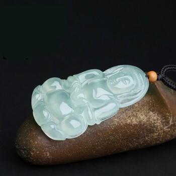 Natural Green Ice Jade Guan Yin Buddha Full Blessing Lucky Pendant - FengshuiGallary