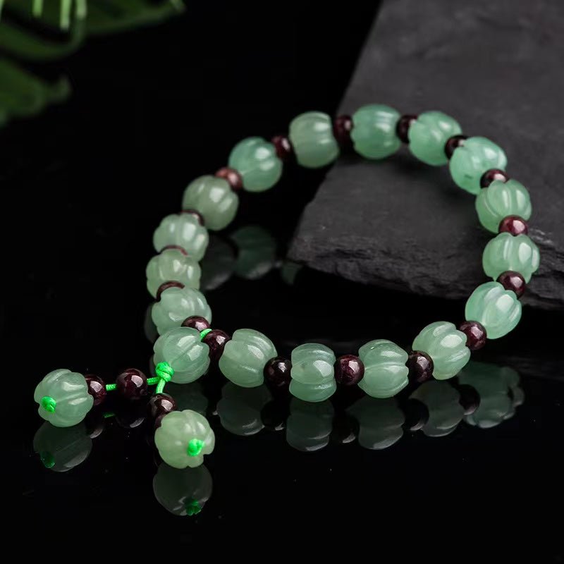 Natural Green Jade Auspicious Pumpkin Lucky Bracelet - FengshuiGallary