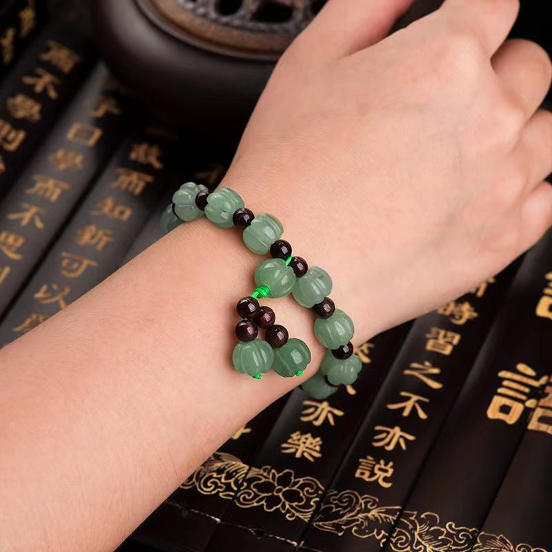 Natural Green Jade Auspicious Pumpkin Lucky Bracelet - FengshuiGallary
