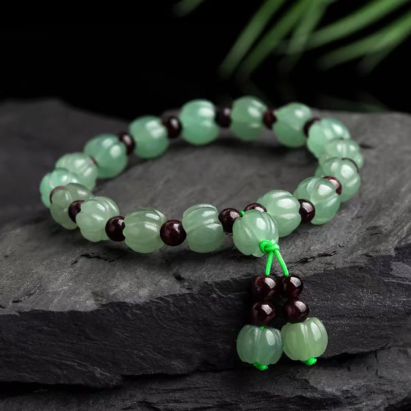 Natural Green Jade Auspicious Pumpkin Lucky Bracelet - FengshuiGallary