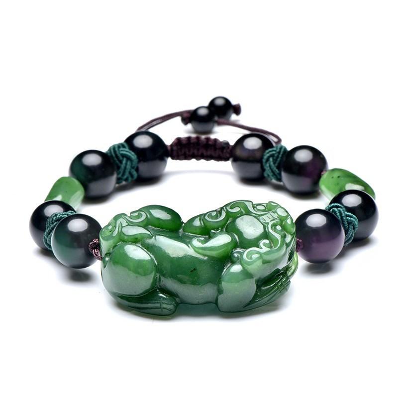 Green and Black Jade on Sterling Silver Bracelet - Natural Geometry | NOVICA