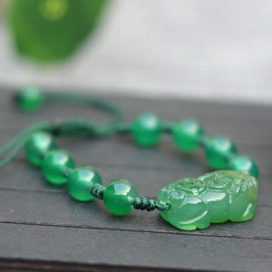 Natural Green Jade Pixiu Lucky Beads Bracelet - FengshuiGallary