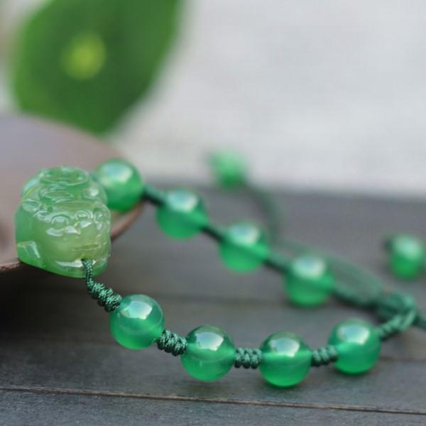 Natural Green Jade Pixiu Lucky Beads Bracelet - FengshuiGallary