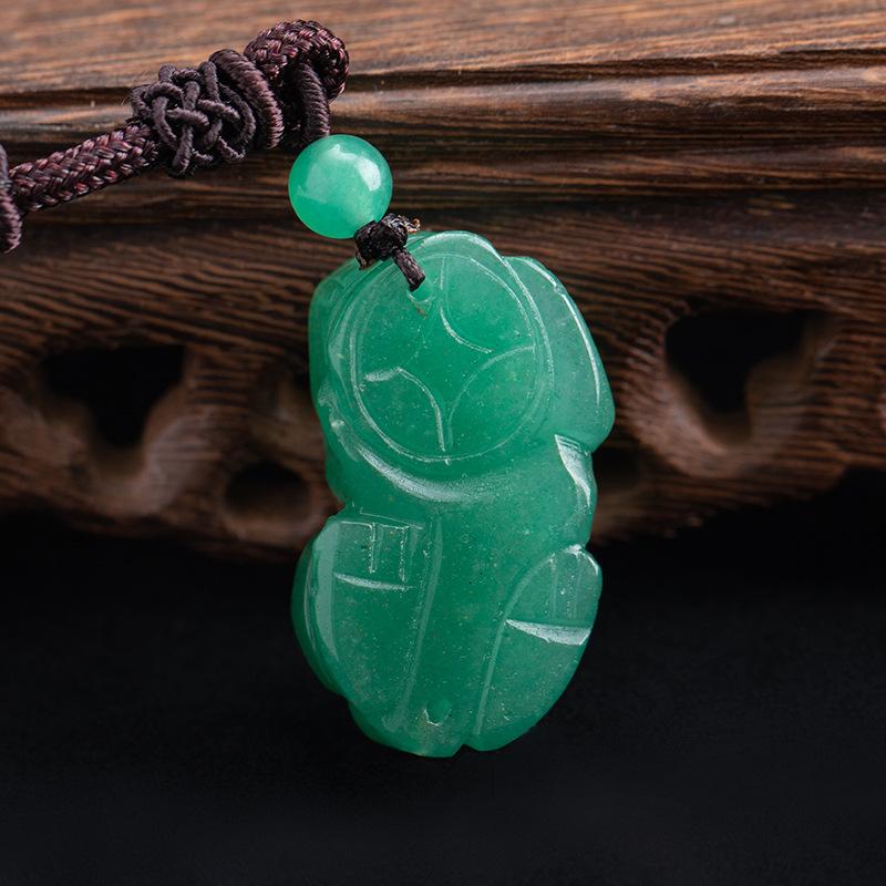 Natural Green Jade Pixiu Lucky Pendant - FengshuiGallary