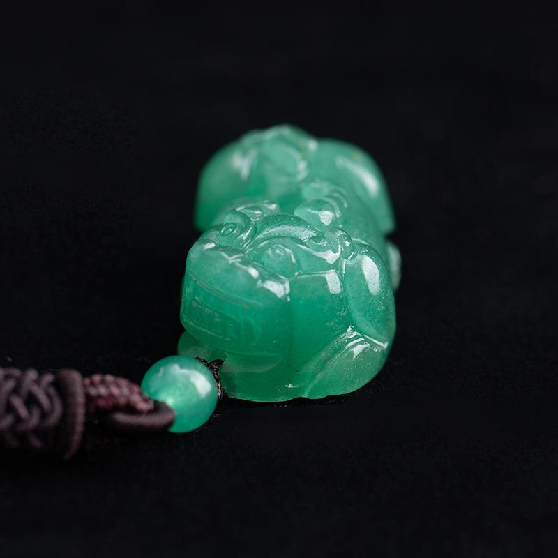 Natural Green Jade Pixiu Lucky Pendant - FengshuiGallary