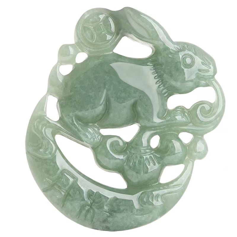Natural Green Jade Rabbit Lucky Pendant - FengshuiGallary