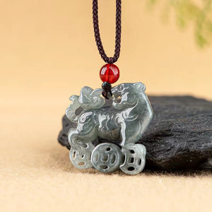 Natural Green Jade Tiger Pendant-Fengshui Wealth Coins - FengshuiGallary