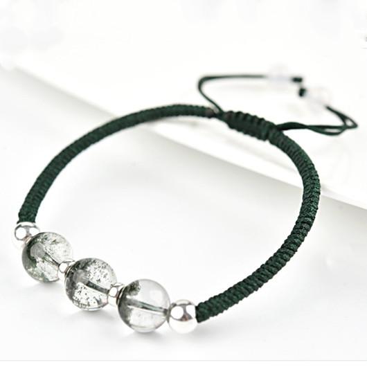 Natural Green Phantom Crystal Stone Lucky Rope Bracelet(Green Ghost Crystal) - FengshuiGallary