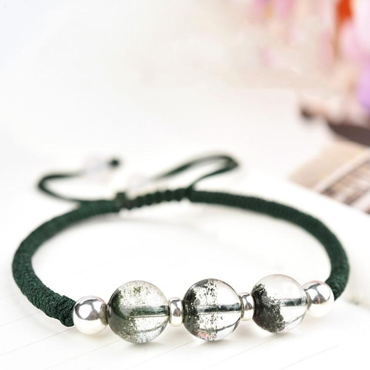 Natural Green Phantom Crystal Stone Lucky Rope Bracelet(Green Ghost Crystal) - FengshuiGallary