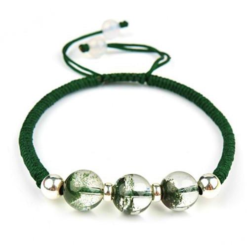 Natural Green Phantom Crystal Stone Lucky Rope Bracelet(Green Ghost Crystal) - FengshuiGallary