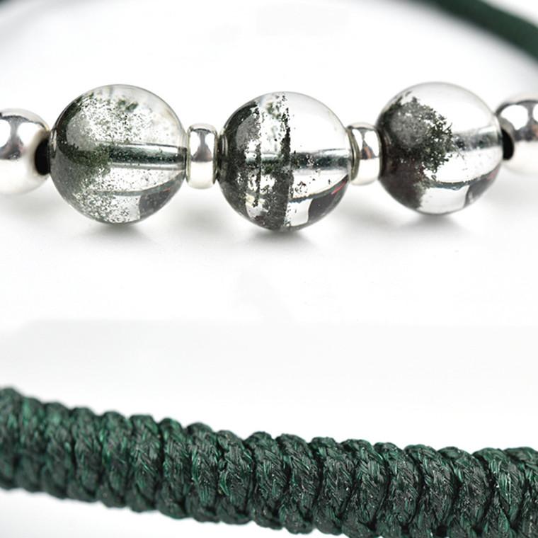 Natural Green Phantom Crystal Stone Lucky Rope Bracelet(Green Ghost Crystal) - FengshuiGallary