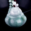 Natural Green White Jade Laughing Buddha Full Blessing Lucky Pendant - FengshuiGallary