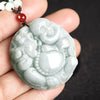 Natural Green White Jade Laughing Buddha Lucky Pendant Necklace - FengshuiGallary