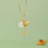 Natural Hetian Jade Calabash Golden Pendant Necklace - FengshuiGallary