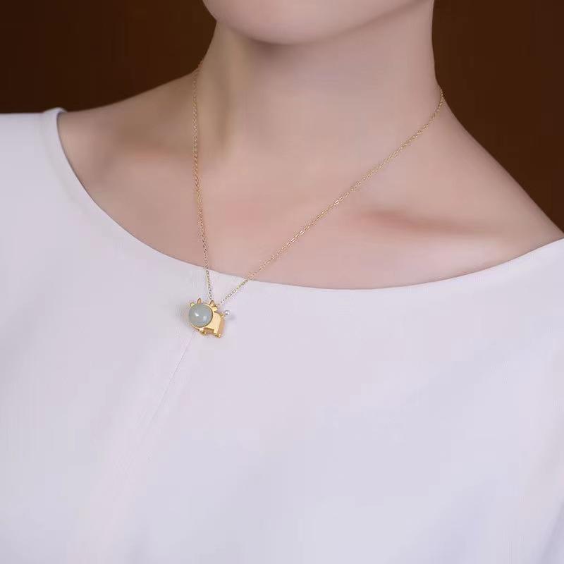 Natural Hetian Jade Fengshui Ox Lucky Pendant Necklace - FengshuiGallary