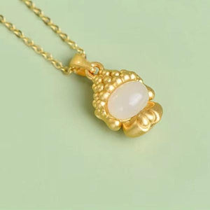 Natural Hetian Jade Thai Buddha 18K Golden Plated Pendant Necklace - FengshuiGallary