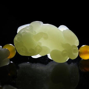 Natural Hetian White Yellow Jade Pixiu Fortune Bracelet - FengshuiGallary