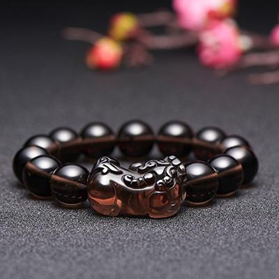 Natural Ice Black Obsidian Pixiu Healing Bracelet - FengshuiGallary