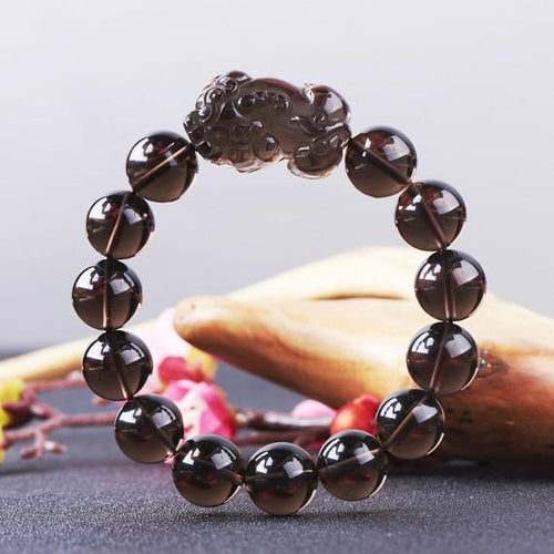 Natural Ice Black Obsidian Pixiu Healing Bracelet - FengshuiGallary