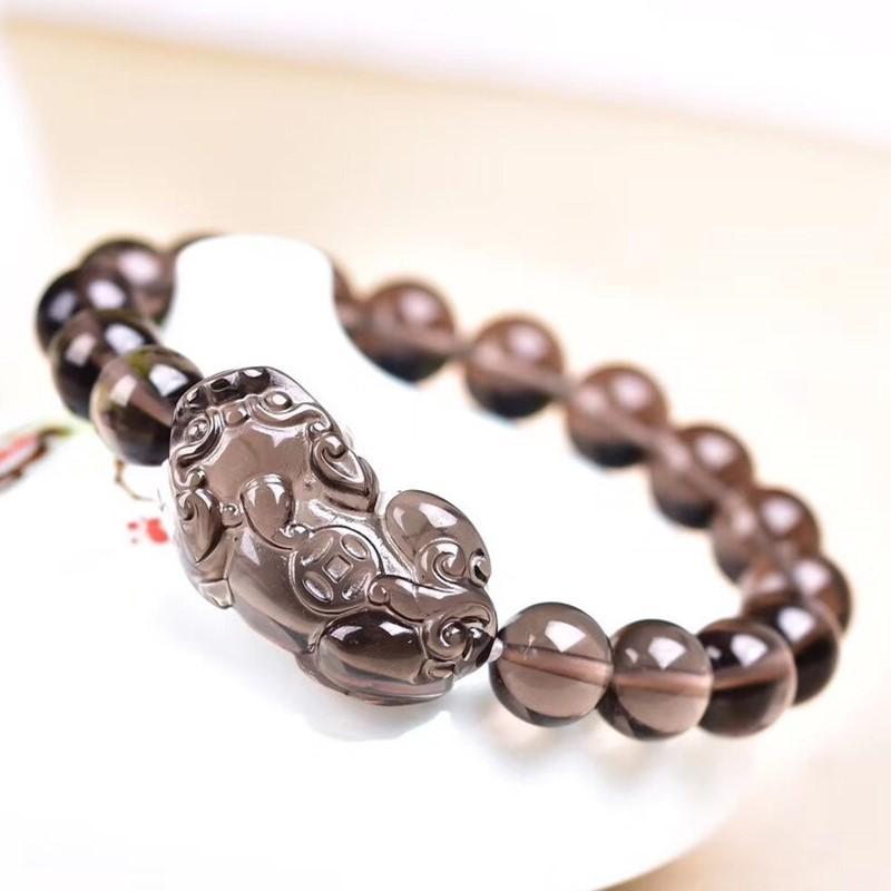 Natural Ice Black Obsidian Pixiu Wealth Bracelet - FengshuiGallary