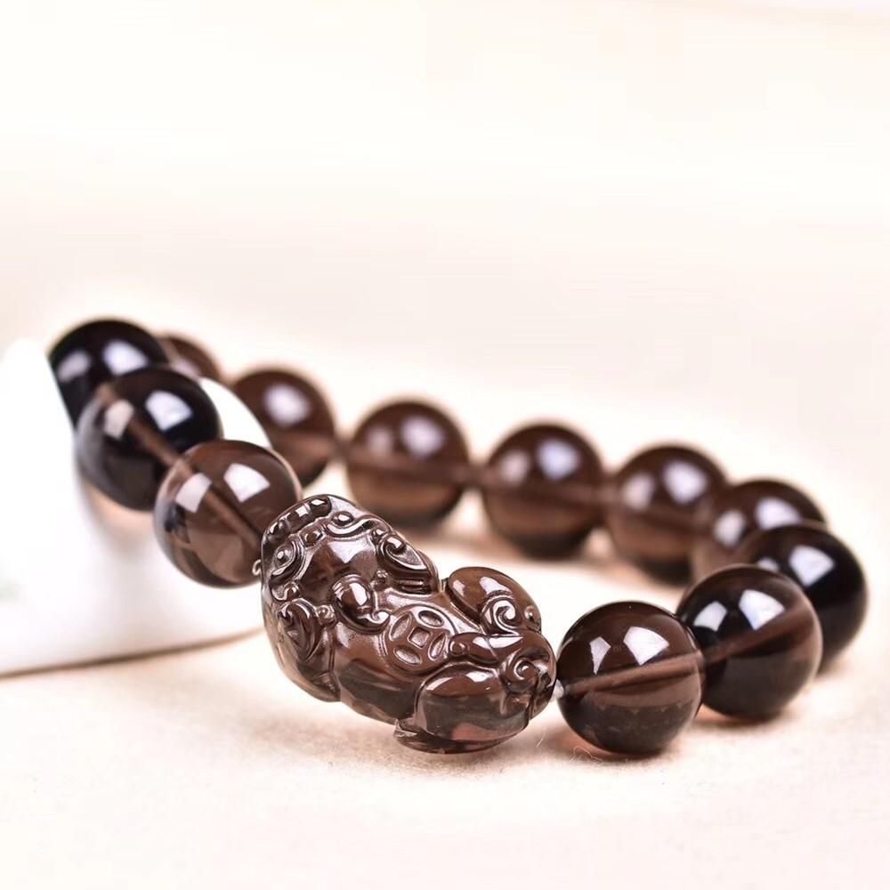Natural Ice Black Obsidian Pixiu Wealth Bracelet - FengshuiGallary