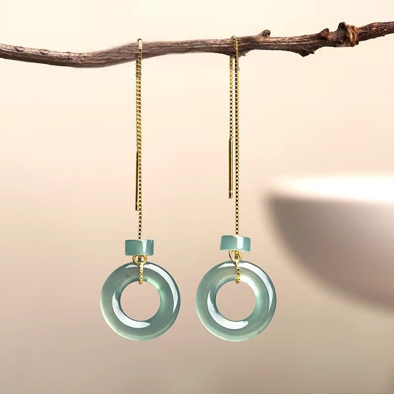 Natural Ice Jade Earrings - FengshuiGallary