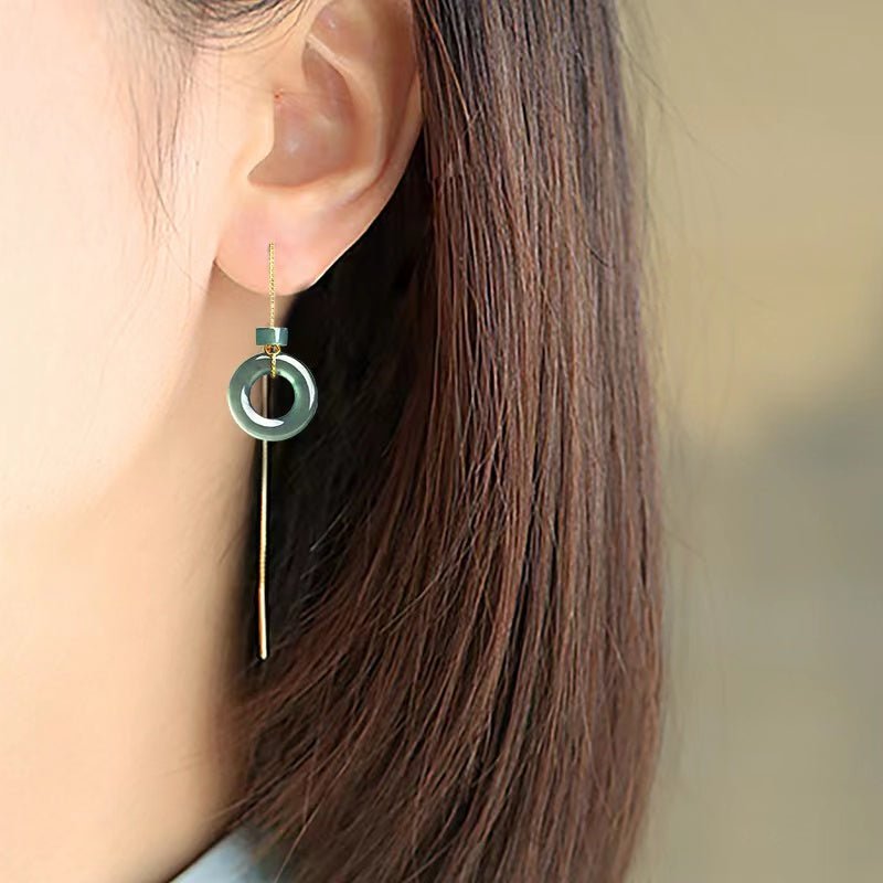 Natural Ice Jade Earrings - FengshuiGallary