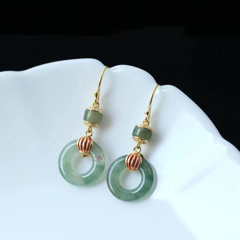 Natural Ice Jadeite Lucky Earrings - FengshuiGallary