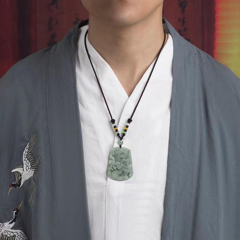 Natural Jade Dragon Protection Pendant-Grade A Jade - FengshuiGallary