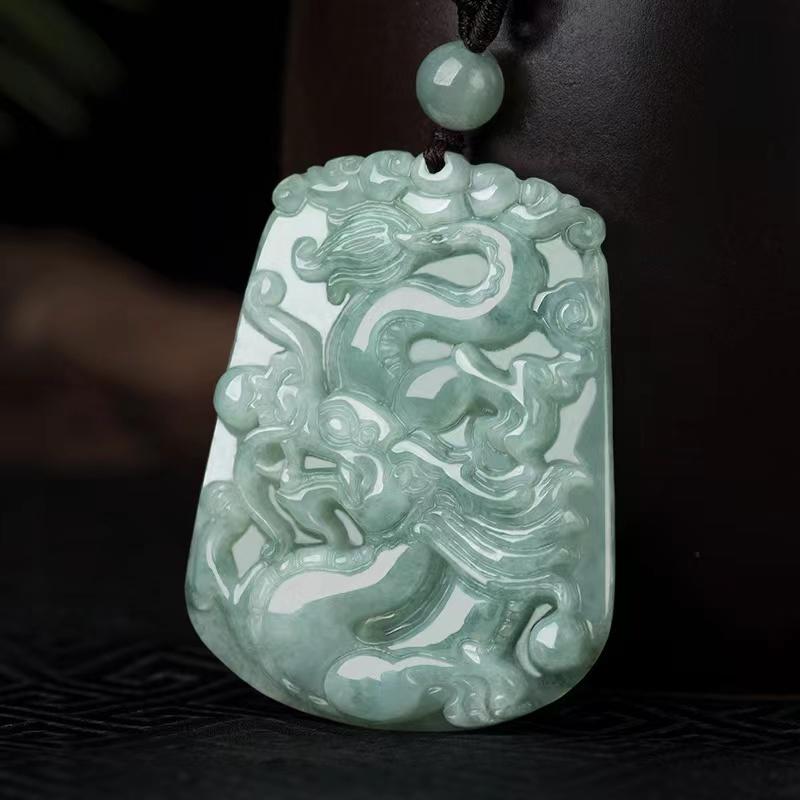 Natural Jade Dragon Protection Pendant-Grade A Jade - FengshuiGallary
