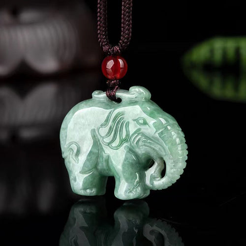 Natural Jade Elephant Lucky Pendant-Grade A Jade - FengshuiGallary
