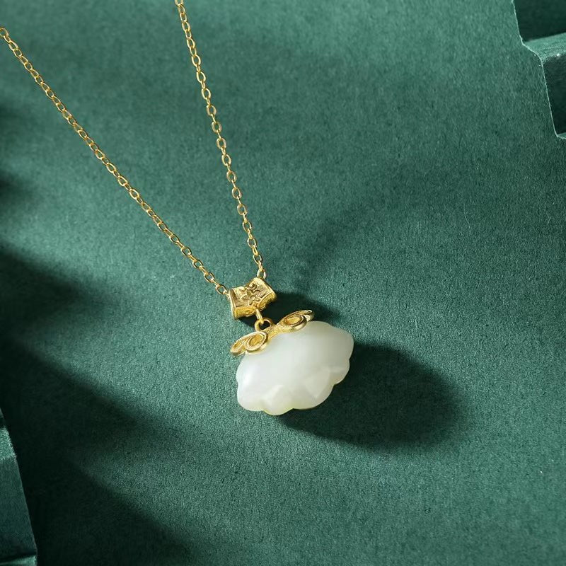 Natural Jade Necklace-Wealth Koi Fish - FengshuiGallary