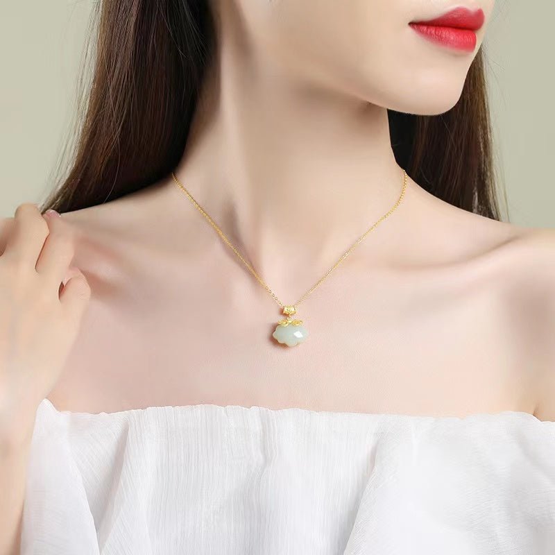 Natural Jade Necklace-Wealth Koi Fish - FengshuiGallary