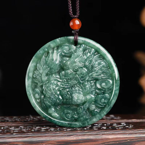 Natural Jade Qilin Pendant-Kylin Klin - FengshuiGallary