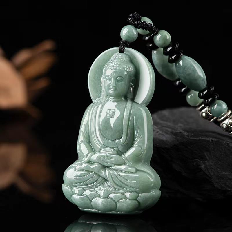 Natural Jadeite Guanyin Buddha Pendant - FengshuiGallary