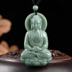 Natural Jadeite Guanyin Buddha Pendant - FengshuiGallary